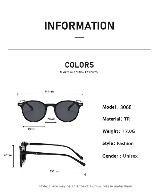 Round Frame Sunglasses Women Fashion UV400