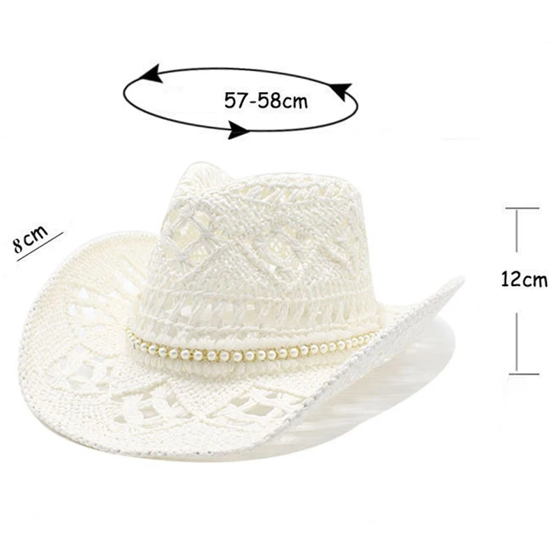Hot Sale women's hats Men's cowboy new elegant jazz gentleman straw hat cowgirl beach summer panama designer Fashion pearl_ecoleips.com