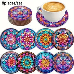 Mandala Art DIY Diamond Coaster Set with Complimentary Cup Holder, 8-Piece (BD017)