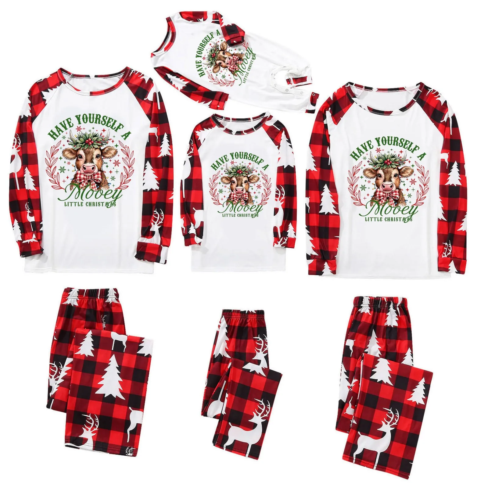 thumbnail image 5 of Conjuntos familiares de Navidad a juego, blusas estampadas, tops y pantalones, ropa familiar, pijamas, traje de 2 piezas, ropa holgada para adultos y niños, 5 of 5