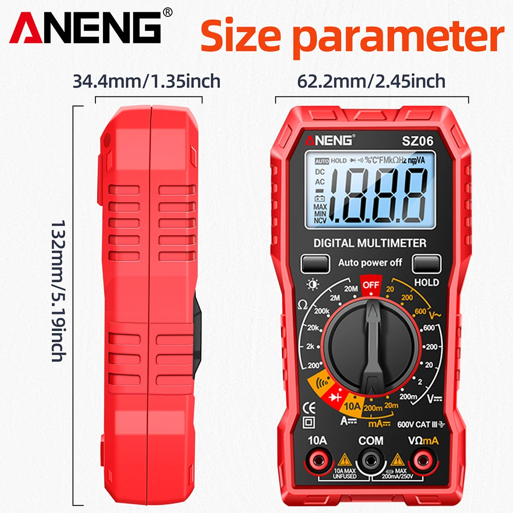 Digital Multimeter Intelligent Multimeter 2000 Counts Voltage Detector LCD Backlit Automatic Shutdown Handheld for Electrician