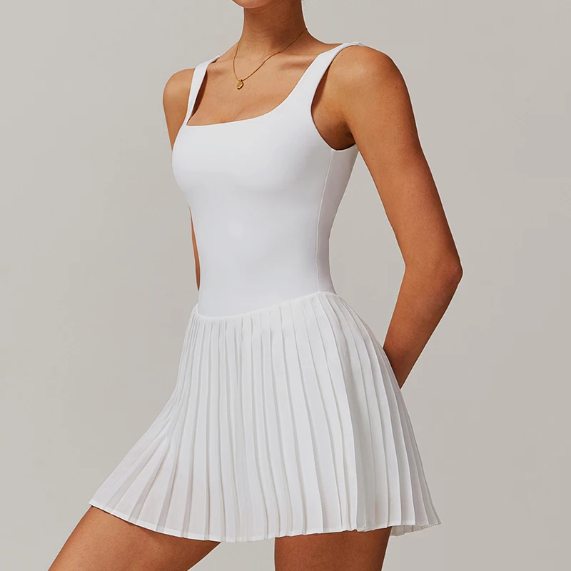Workout Tennis Dress with Built in Shorts Square Neck Padded Workout Dress with Pockets Golf Athletic Mini Dresses women dress sports clothing
