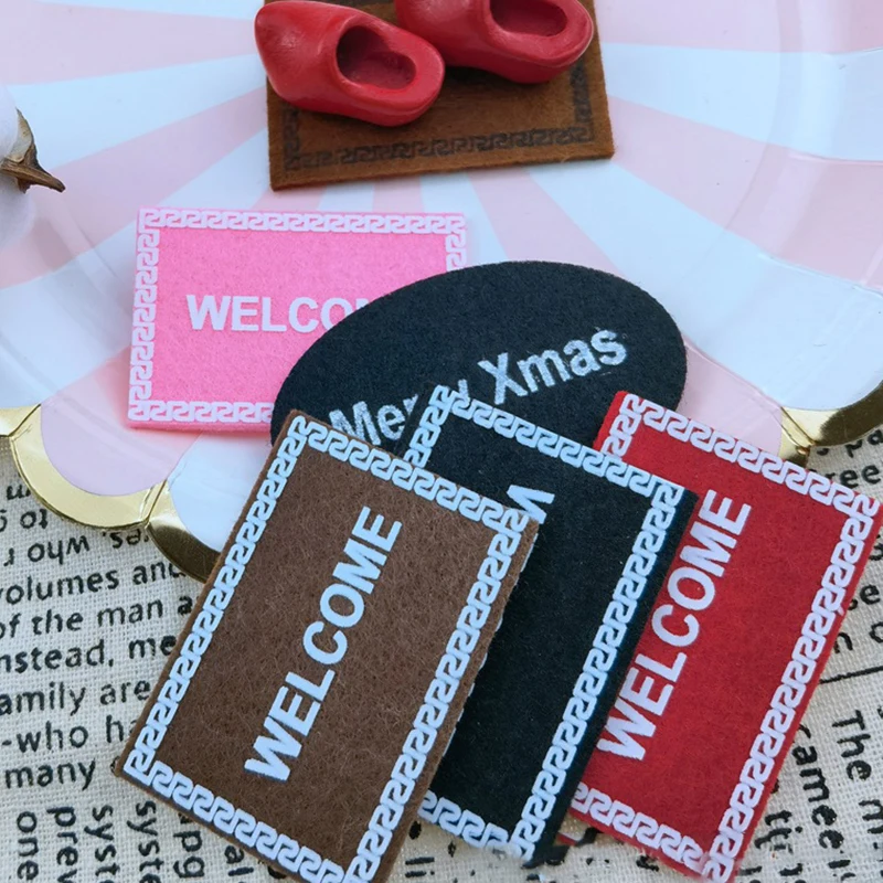 5Pcs 1:12 Dollhouse Miniature Welcome Mat Front Door Carpet Floor Rug 5.1*3.4cm Dollhouse Living Room Accessories 4
