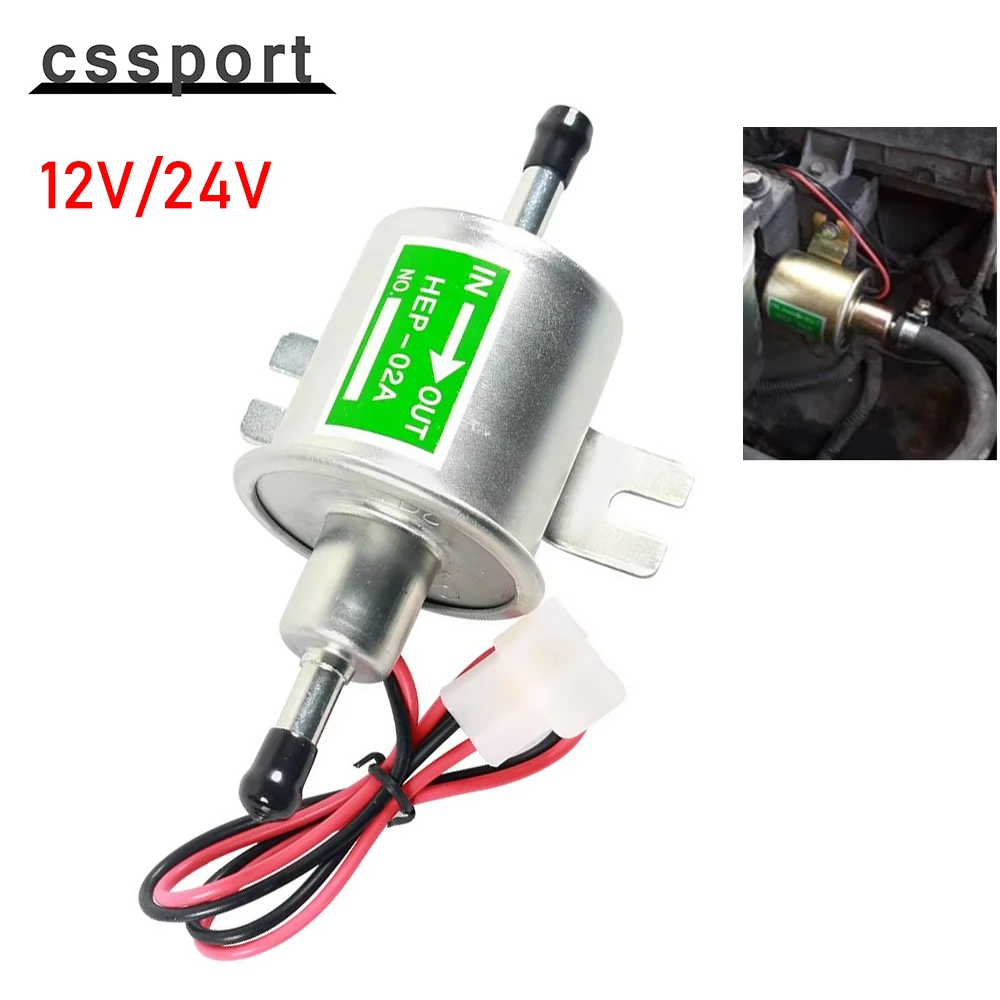 รูปสินค้า ปั๊มน้ำมันเชื้อเพลิงไฟฟ้าอเนกประสงค์ HEP-02A 12V 24V แรงดันต่ำ แบบยึดด้วยสลักเกลียว สำหรับรถยนต์ รถจักรยานยนต์ ATV ใช้ได้กับน้ำมันดีเซลและเบนซิน