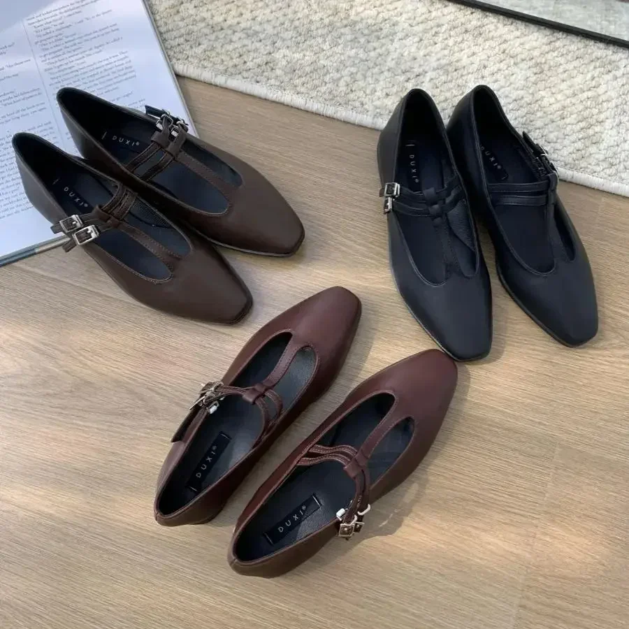 

Балетки женские с круглым носком, модная Уличная обувь на плоской подошве, удобные туфли Мэри Джейн, с пряжкой, весна