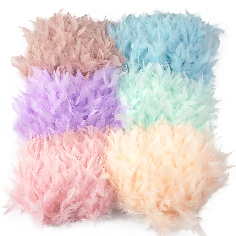 Natural Feathers Turkey Feathers Craft Feathers 1Yard Natural Turkey Feather Trims Fringe 10-15cm Color Turkey Feathers Ribbon Wedding Dress Decoration Sewing Plumes Crafts