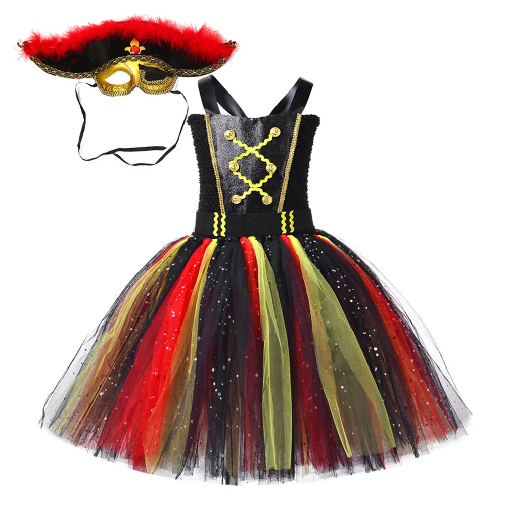

Pirate Cosplay Costume Kids Girls Tutu Dress Hat Outfits Halloween Carnival Party Suit