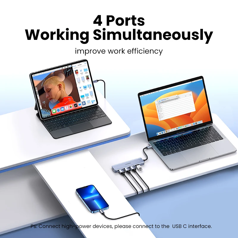 Hub USB C para MacBook Air/Pro, adaptador USB para MacBook con 2 puertos  USB 3.0 y 2 puertos USB 2.0, adaptador USB C a USB para MacBook Pro de 13