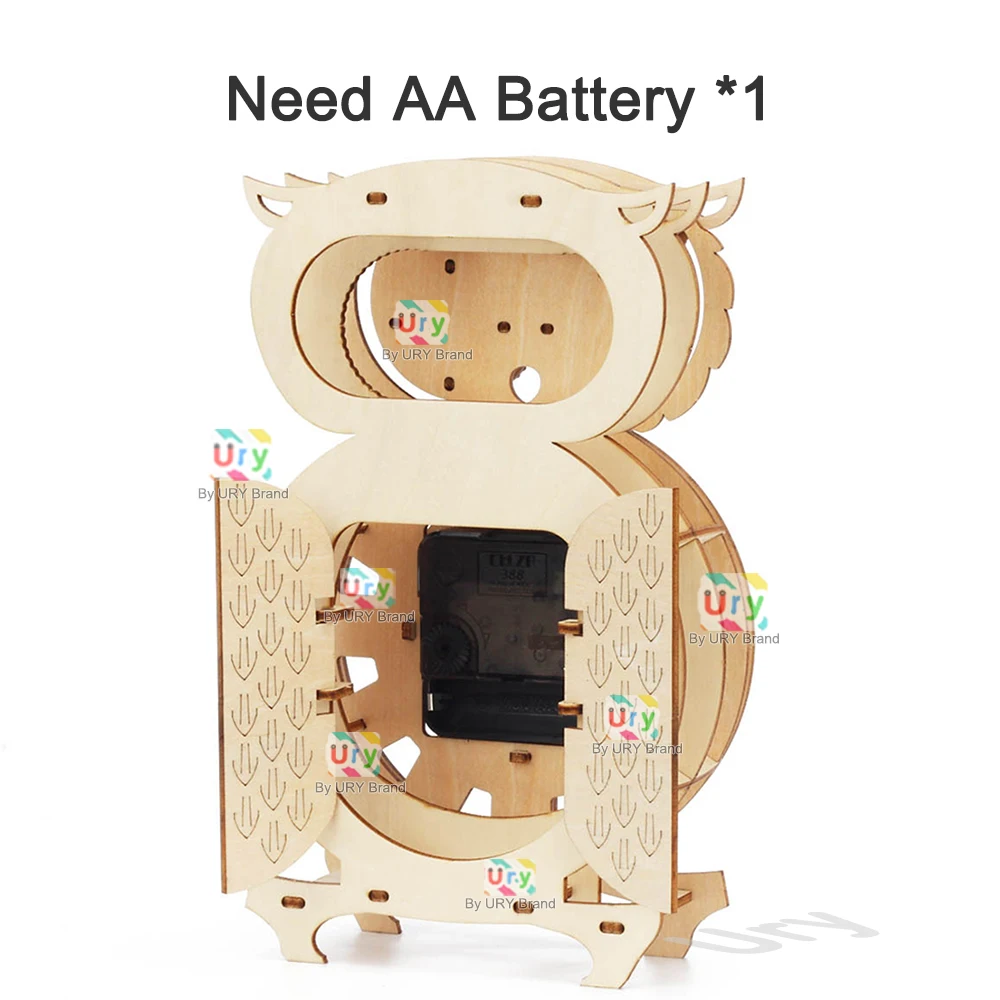 3D Wooden Retro Pendulum Owl Clock – Mechanical Model 4