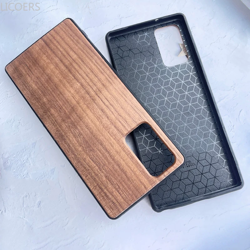 for Samsung Galaxy S25 S24 S23 S22 S21 FE Note 20 S20 Ultra Plus Case Thin Solid Natural Wood Cherry Walnut Bamboo Cover Shell — view 2