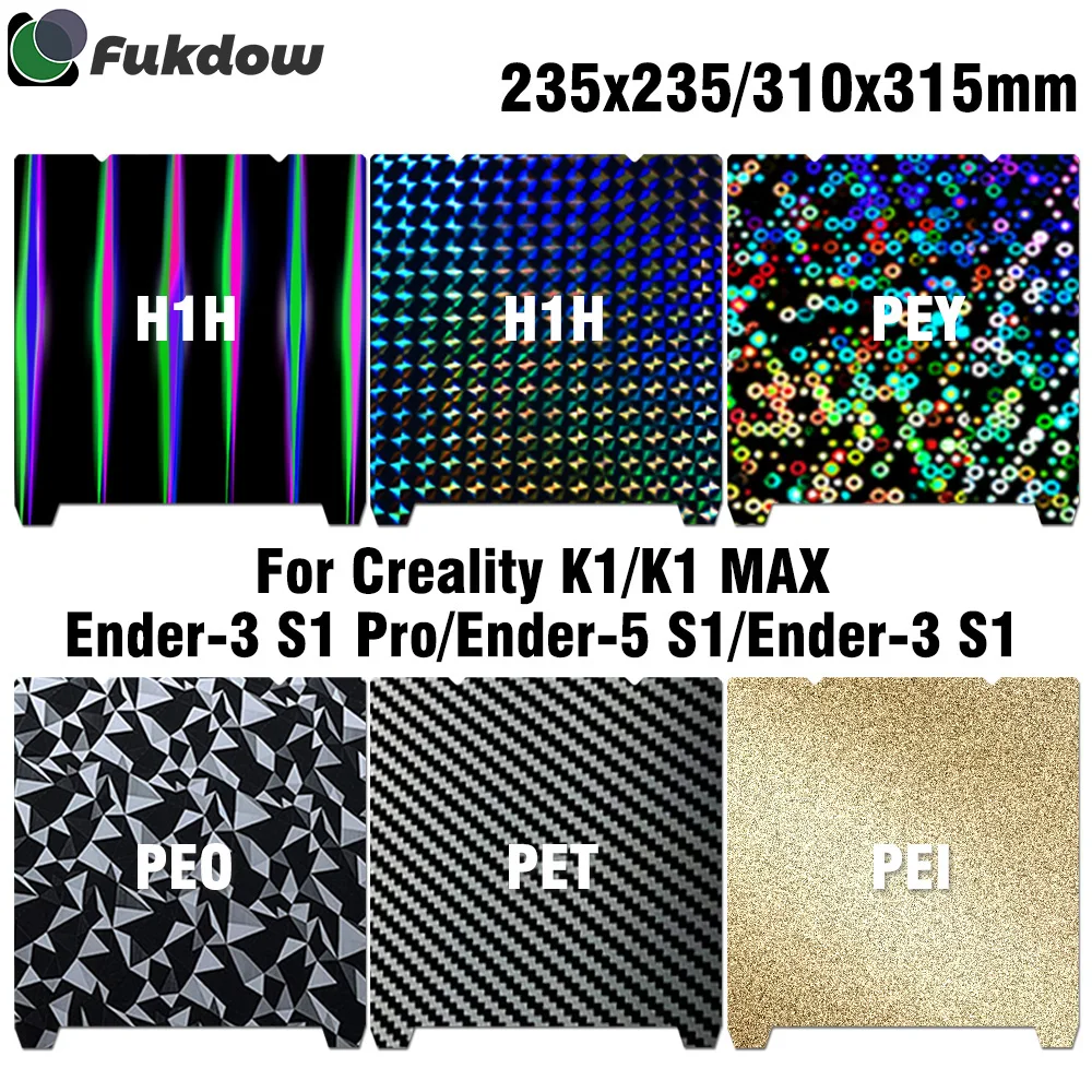 For CREALITY K1 K1 Max H1H PEO PEY PEI Build Plate 235x235 310x315 Excellent Adhesion Sheet For Ender-5 S1/ Ender-3 S1/ 3 S1 Pro