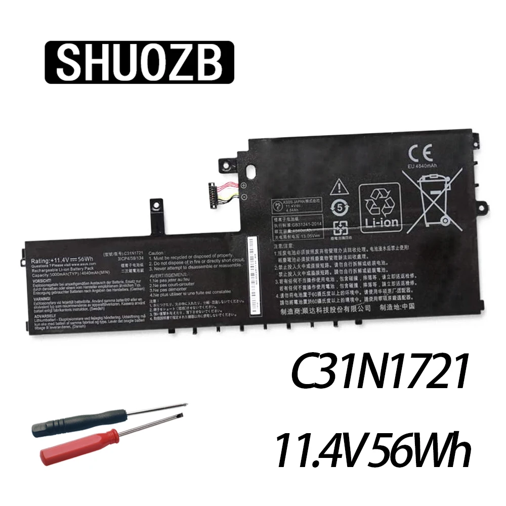 

SHUOZB 11,4 V 56Wh C31N1721 Аккумулятор для ноутбука Asus E406SA L406SA L406MA E406MA R420SA Series Notebook 0B200-0283010 Бесплатные инструменты