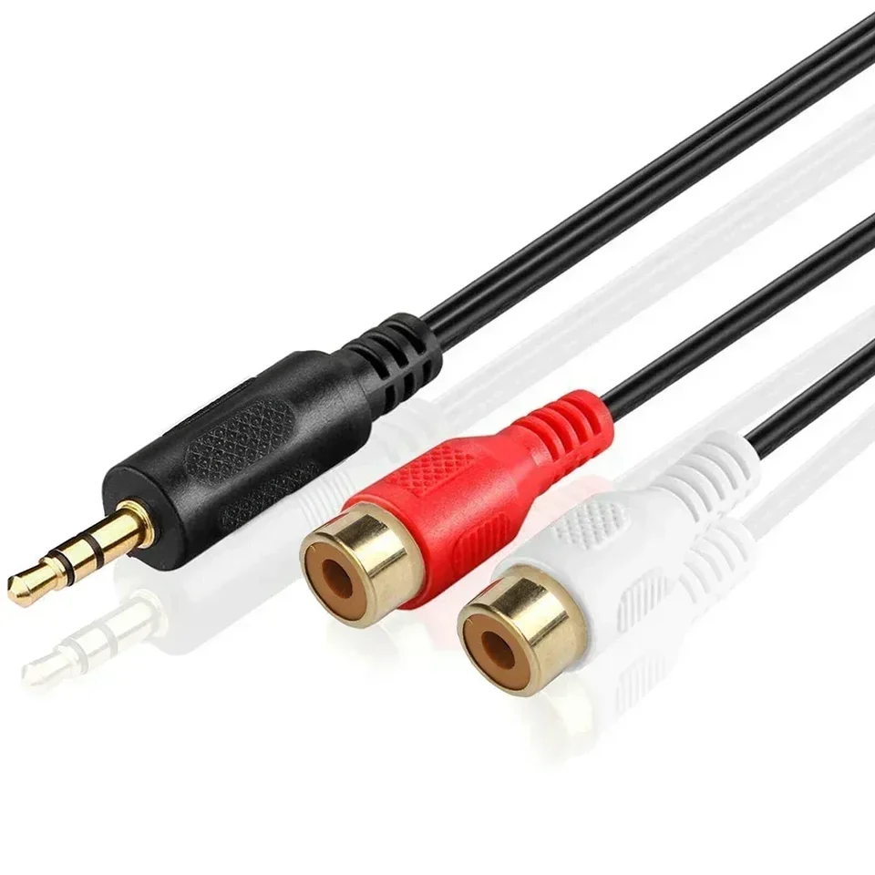 Adaptador De Audio Téreo, Cable Divisor De 2 RCA Hembra A 3,5mm