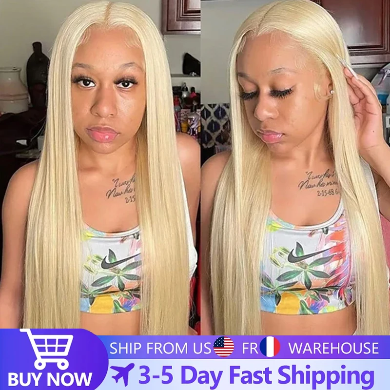 

613 HD Lace Frontal Wig 150% 180% Density Blonde Wig Human Hair Pre Plucked With Baby Hair 18-30inch Long Straight Wig