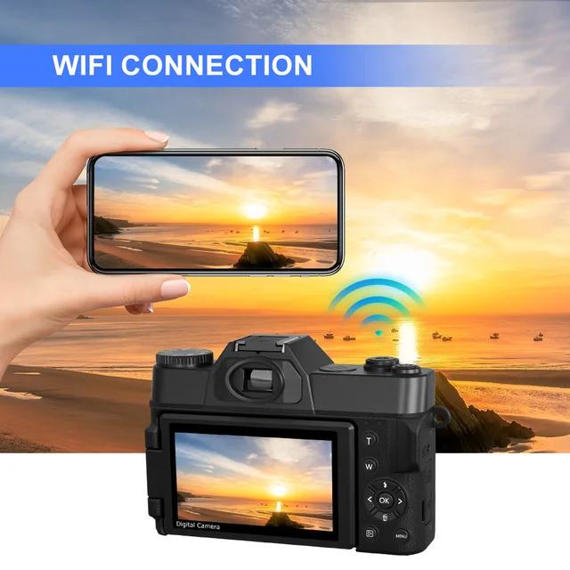 4K Digital Camera 48MP 16X Digital Zoom 3'' Flip Screen WiFi Web Camcorder Vintage Photography Compact Professional Video Camera 6