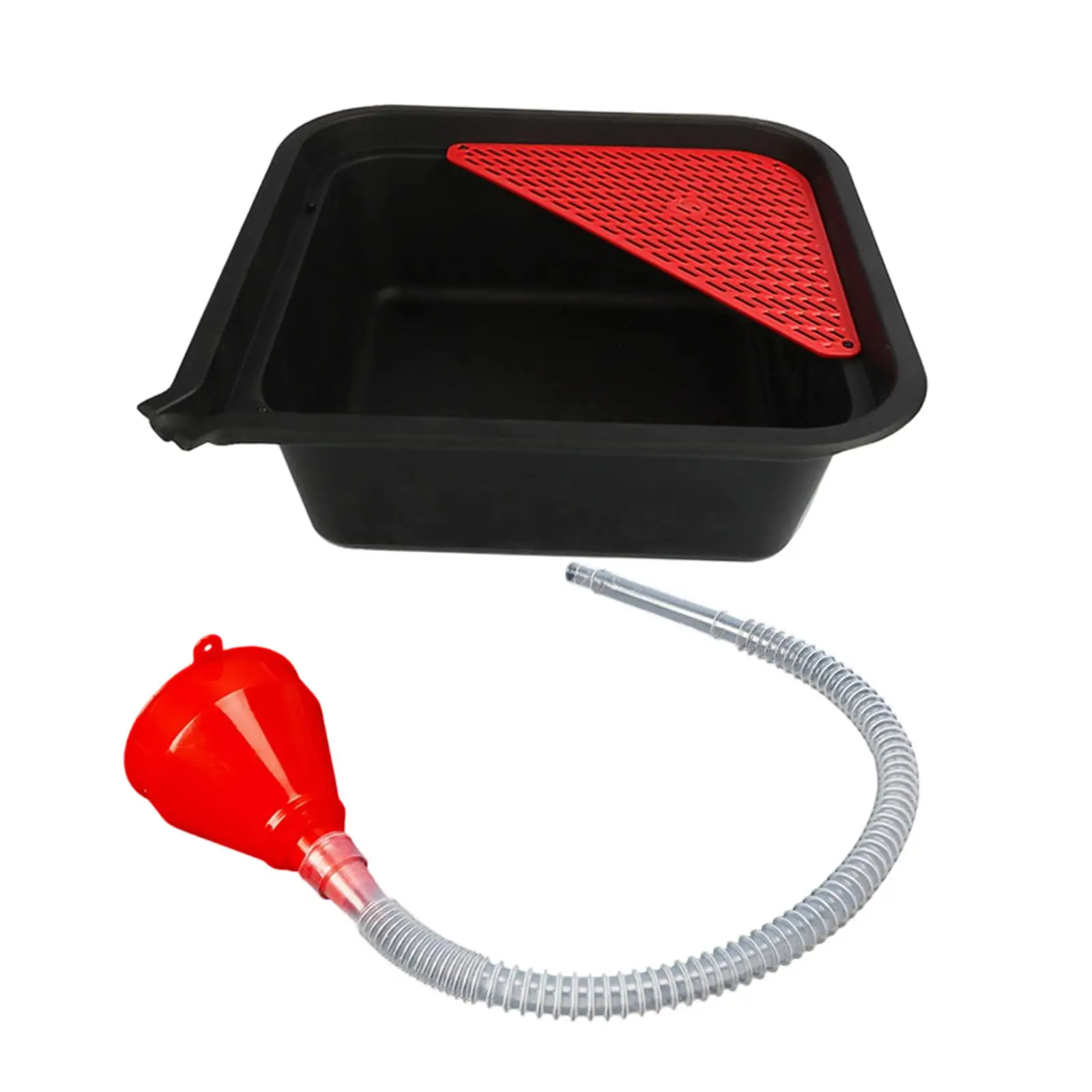 Oil Drain Pan 9L Automotive Waste Fluid Collection Tray with Funnel for Garage Workshop Maintenance