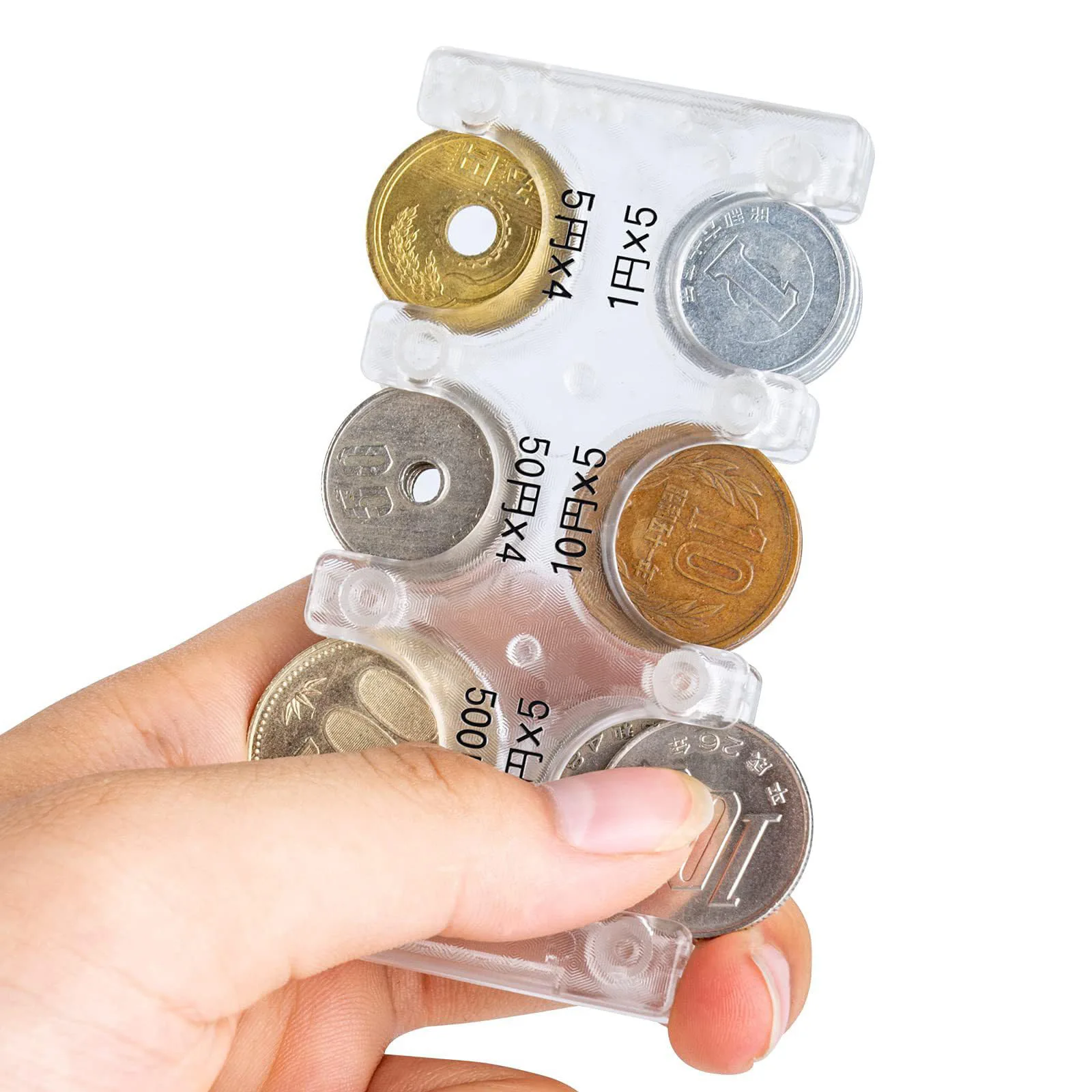Mini Portable Japanese Coin Holder, Plastic Money Clip, Anti-Loss Pocket Change Storage Box, Compact Wallet for Yen Coin Storage