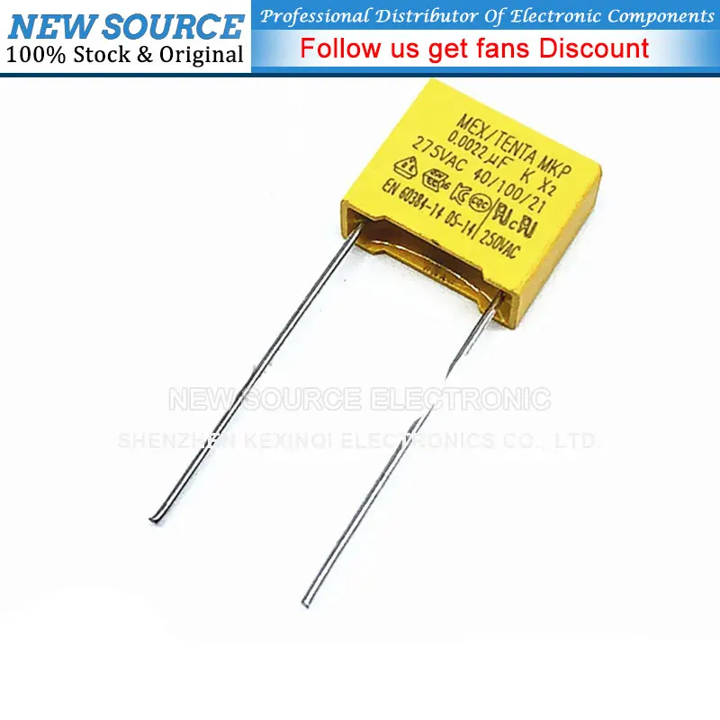 

20pcs/lot 275V 222K Safety Capacitor X2 Polypropylene Safety Plastic Film 0.0022uf MKP P=10mm Best Quality