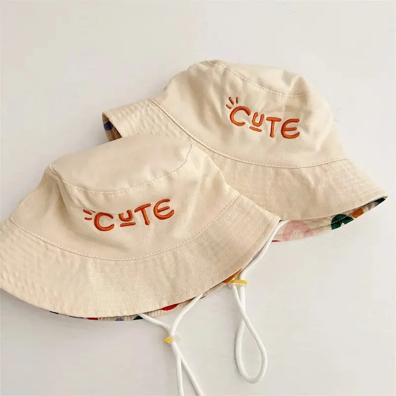 Double-Sided Baby Bucket Hat - Embroidered Fisherman Cap for Boys  Girls