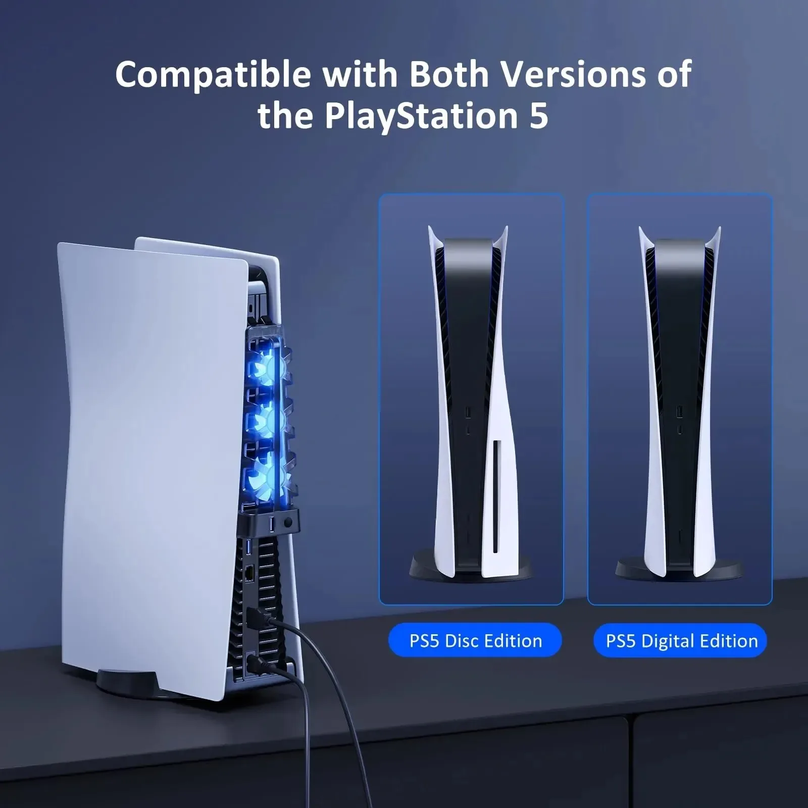 Cooling Fan with LED Light For PS5 Both Disc/Digital Editions Gaming Accessorie Cooling Syst