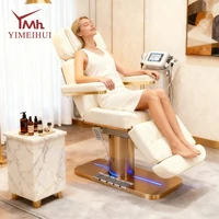 Lit facial pour cils de salon de beauté en or blanc, chaise de lit de beauté électrique à 3 moteurs pour salon de beauté 1