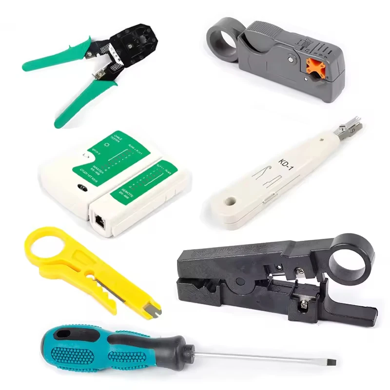 Network Tool Kit Punch Down Cable Tester Stripper Cutter Tool-Set Crimping Cabling Termination Screw Driver All In One Nylon Bag