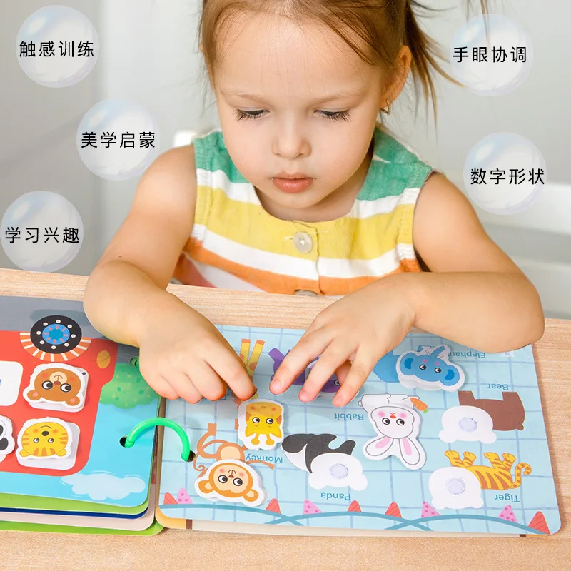 1pcs Children's Early Learning Enlightenment Quiet Book, Repeatedly Sticky Paper, Busy Book, Baby Puzzle, Science Teaching Toys 3