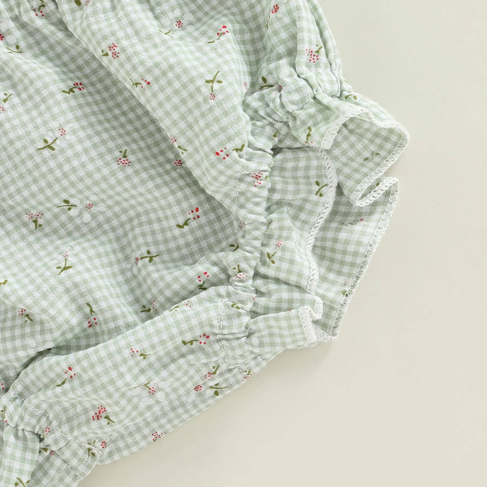 Citgeett Summer Infant Baby Girl Outfits Suit Plaid Pattern Floral Printed Bowknot Suspender Tops Shorts Clothes Set