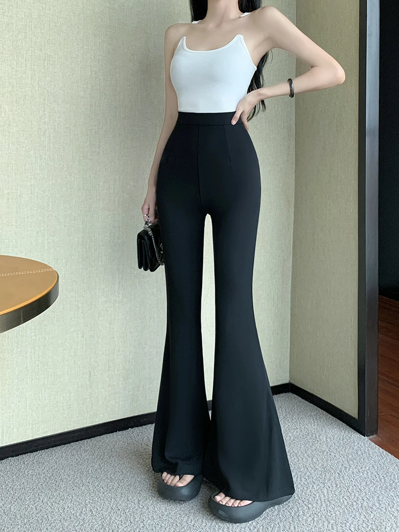 Apricot Casual Pants Women's Autumn High Waisted Straight Tube Micro Flared Wide Leg Pants tarot straight head micro hdmi elbow micro hdmi non destructive high definition shielded wire tl10a07