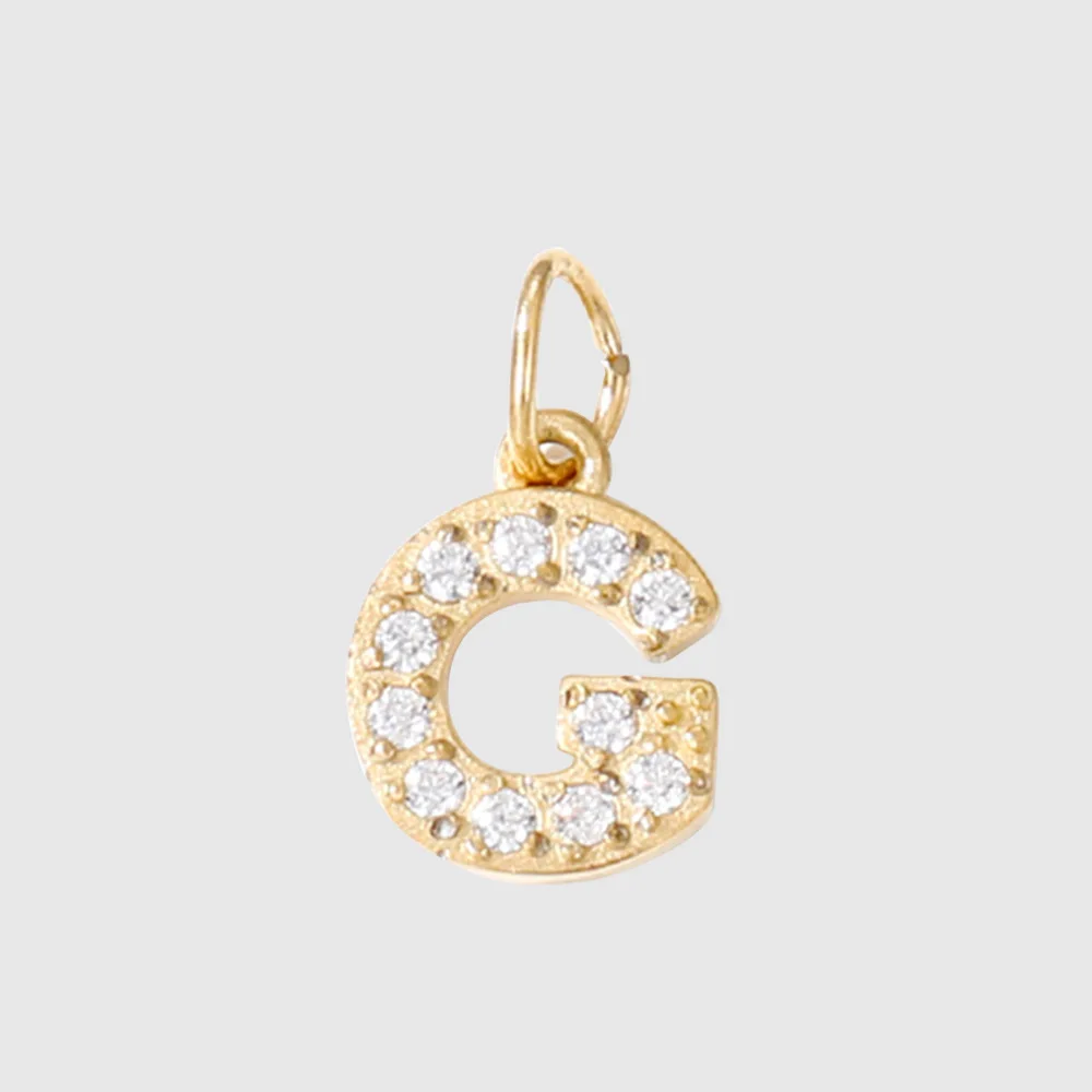 Stylish Chic Elegant 26 English Letter Pendant with Zircon 14k Gold Plated Pendant DIY Jewelry Accessories 12