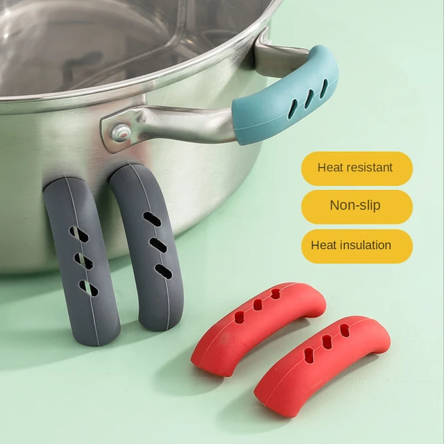 Poignée de casserole en silicone coordonnante, couvercle d'isolation  thermique, clips d'oreille de casserole, cuiseur vapeur, support de poignée  de casserole, outils de cuisine, 4 pièces - AliExpress