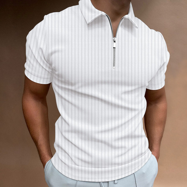Fashion Polo Shirt Casual Business Color Matching Short Sleeve High Quality Slim Fit Zipper Polos Shirt Mens Sexy Polo homme