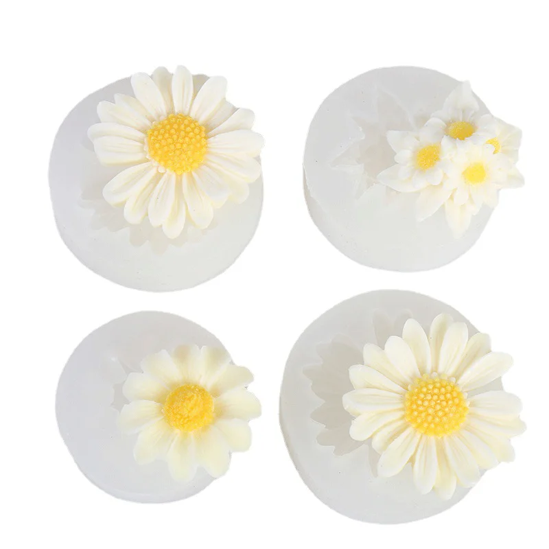 4-piece Set of Daisy Aromatherapy Plaster Silicone Mold DIY Chocolate Cookie Fudge Baking Tools Fondant Cake Decoration Tools