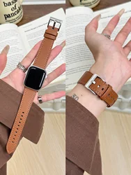 Elegant Women's Leather Loop Strap for 38mm40mm41mm (Gold Silver)