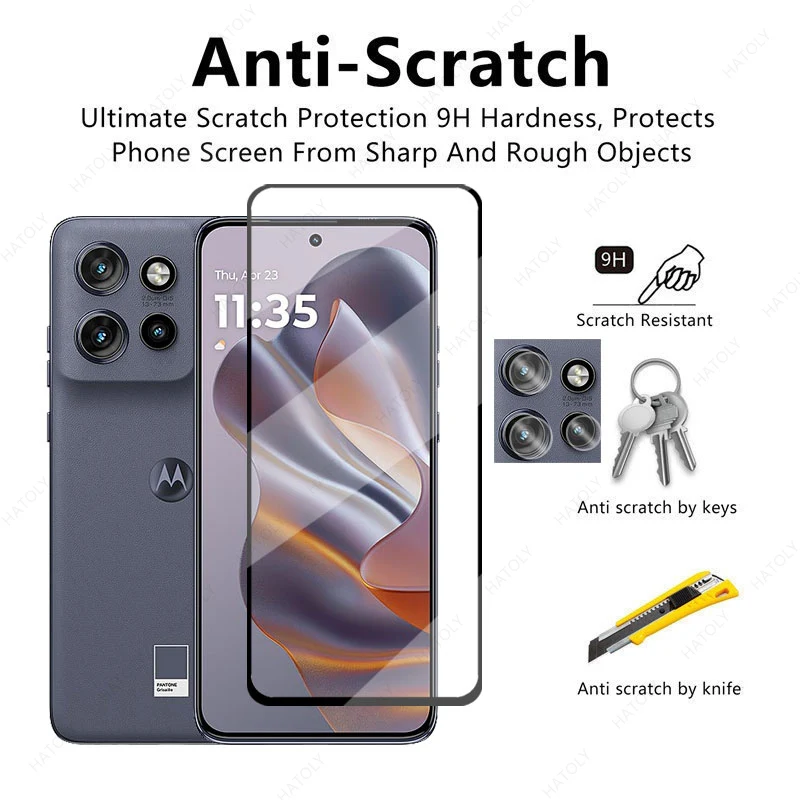 Premium Tempered Glass Screen and Camera Protector - Black Edge Protective Film