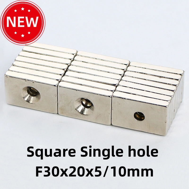 

F30x20x5/10mm Magnet NdFeB Block Magnet Square Hole Magnet Neodymium Iron Boron Strong Magnetic Single Sinking Hole Magnet