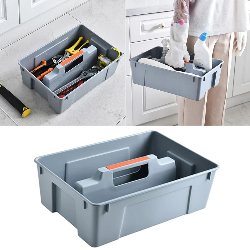 Portable 3 Compartments Storage Caddy with Carrying Handle Plastic Divided  Basket Bin Box Multiuse Arts Crafts