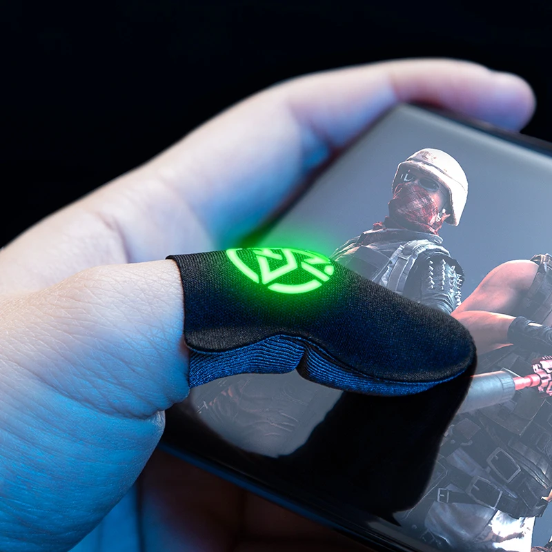 1 Pair Finger Cover Breathable Sweat Proof Luminous Finger Thumb Sleeve Gloves Anti Slip 0.3mm Ultra-thin for PUBG Mobile