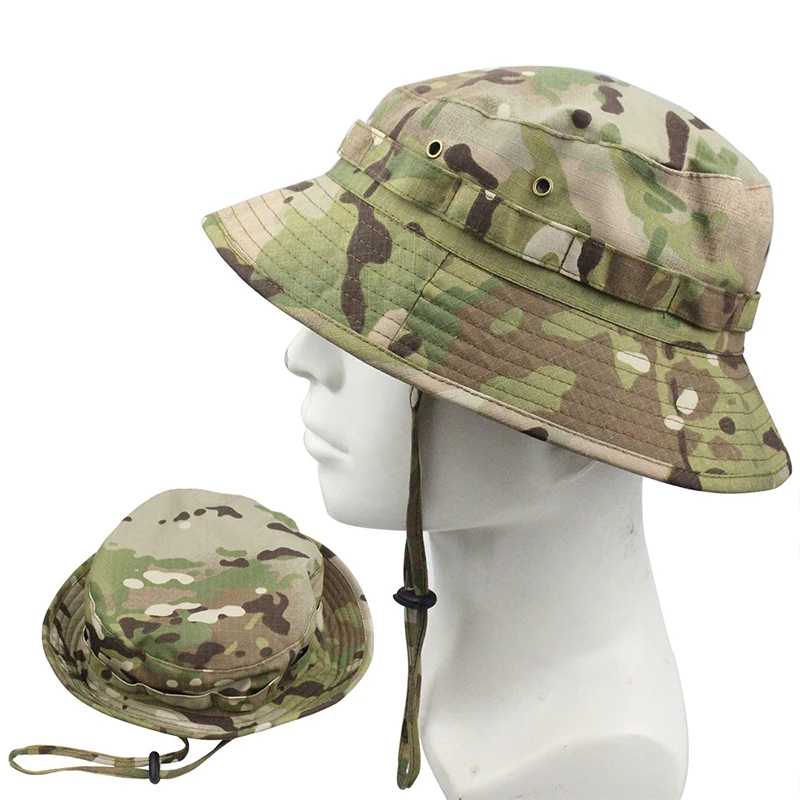 

Military Camouflage Boonie Hat Fashion Bucket Hat Men Women Outdoor Hunting Hiking Fishing Climbing Cap Unisex Sunshade Flat Hat