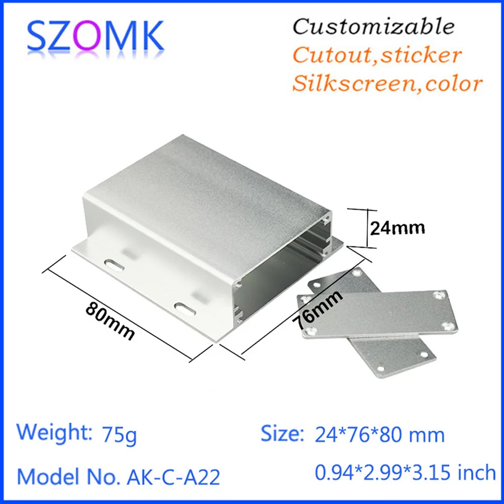 

10Pcs/lot aluminium electronic enclosure boxes aluminum distribution box 24*76*80mm