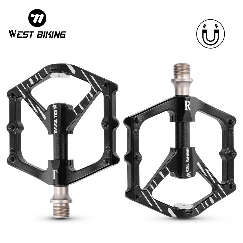 

WEST BIKING Magnetic Bike Pedals Aluminum Alloy 3 Bearings Bicycle Pedals Non-slip Flat Road MTB Pedals Cycling Accessories