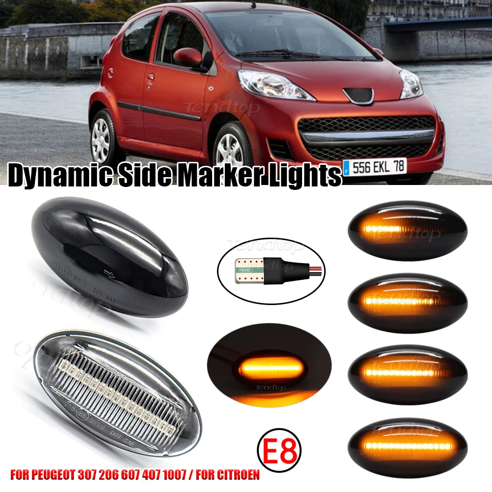 Dynamic Turn Signal Light For Peugeot 307 206 207 407 107 607 Flashing