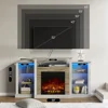 Fireplace TV Stand with LED Lights and Power Outlets, TV Console for 32" 43" 50" 55" 65", Entertainment Center with Ad 6