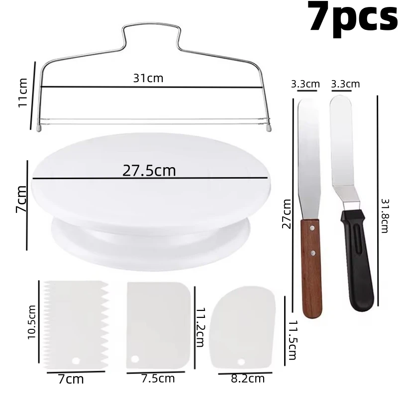 Cake Turntable 7pcs home cake Turntable baking tools Complete Turntable divider Cheese slitter