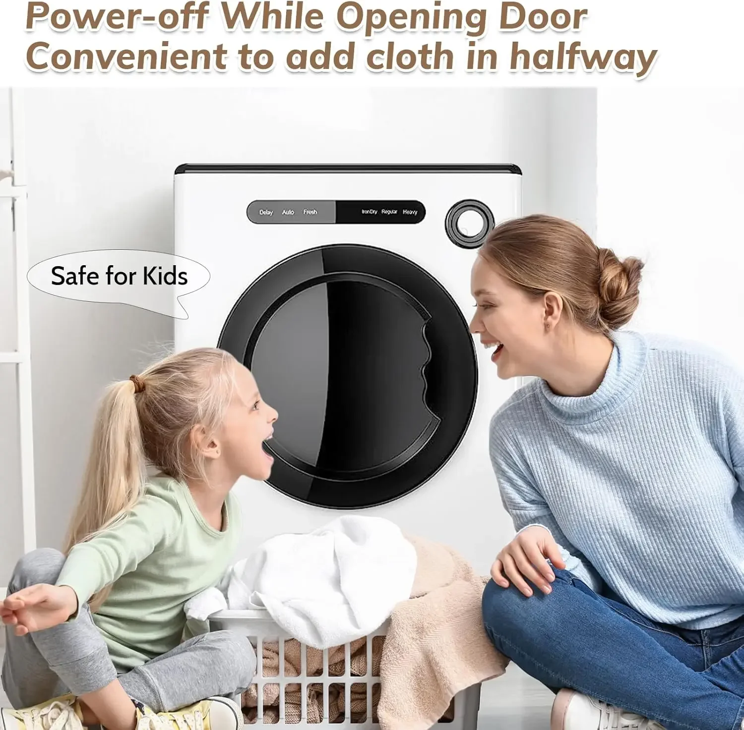 Clothes Dryer 1.6 cu.ft, 110V 970W Compact Laundry Dryers, Front Load Dryers Machine with Stainless Steel Tub, ABS Control Panel 6