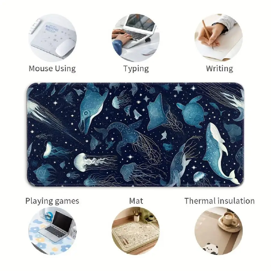 Ocean Blue Anti-Slip Desk and Mouse Pad
