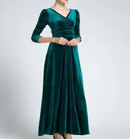 Women Clothing Plus Size Long Dress Velvet Autumn V-Neck  Evening Bridesmaid Party Prom Abayas Muslim kaftan African Maxi Dress - Image 6