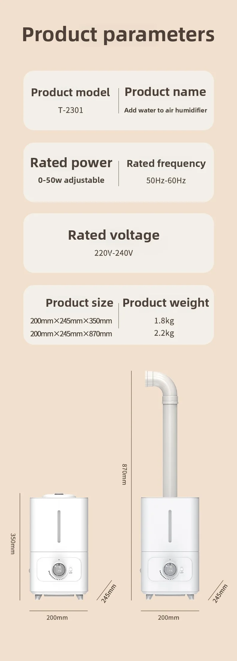 6L Desktop-Luftbefeuchter, Ultraschall-Kühlnebel für Schlafzimmer/Büro, Top-Fill-Design für einfache Reinigung, leiser Luftbefeuchter zum Schlafen – Detail 10
