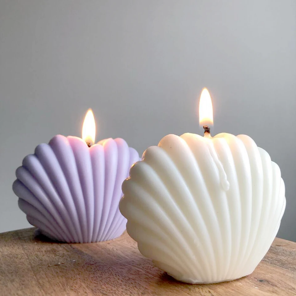 EXQULEG Stampo in silicone 3D a conchiglia per candela, per versare capesante, candela, stampi in silicone 3D, per decorare torte, conchiglie a forma di candela profumata (A