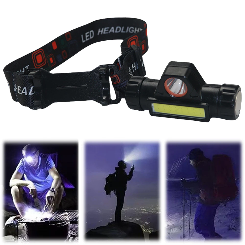 Mini LED Headlamp Waterproof Super Bright Head Torch USB Rechargable 2 Modes Adjustable Headband Outdoor Camping Fishing Lantern
